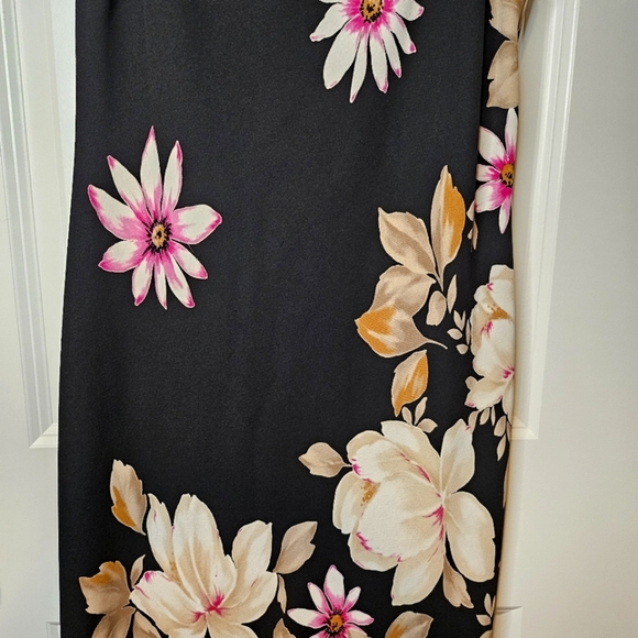 Dressbarn Black Pink Floral Knot Strap Asymmetrical Sleeveless Sheath Dress XS/S - Picture 5 of 14